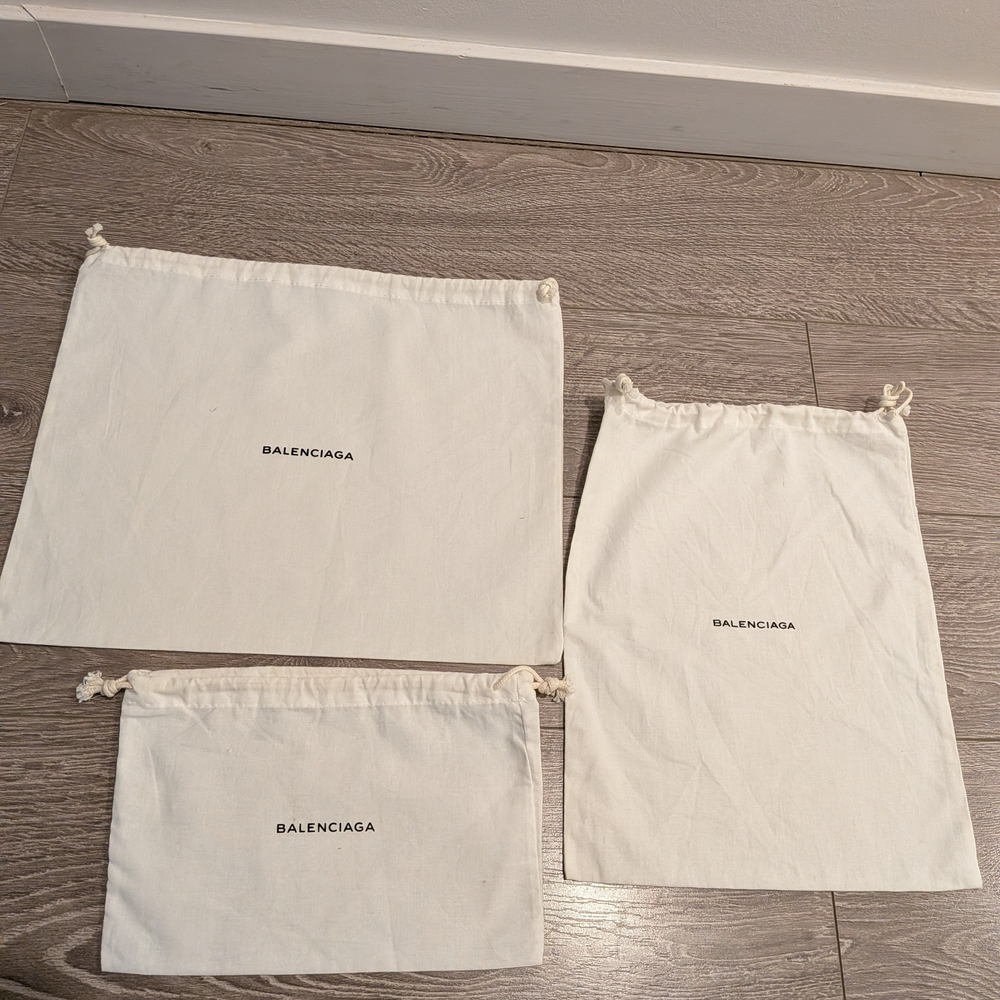 Balenciaga Cream Dust Bag Trio